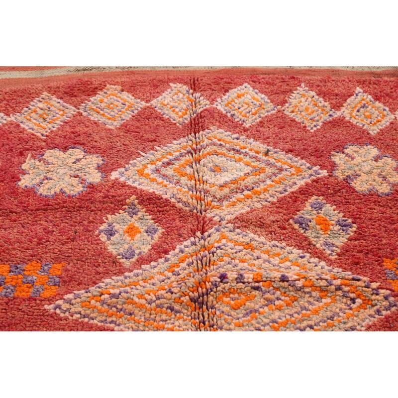 Tribal Moroccan Oriental Area Rug Wool Handmade Bedroom Carpet - 5'1" x 11'1"