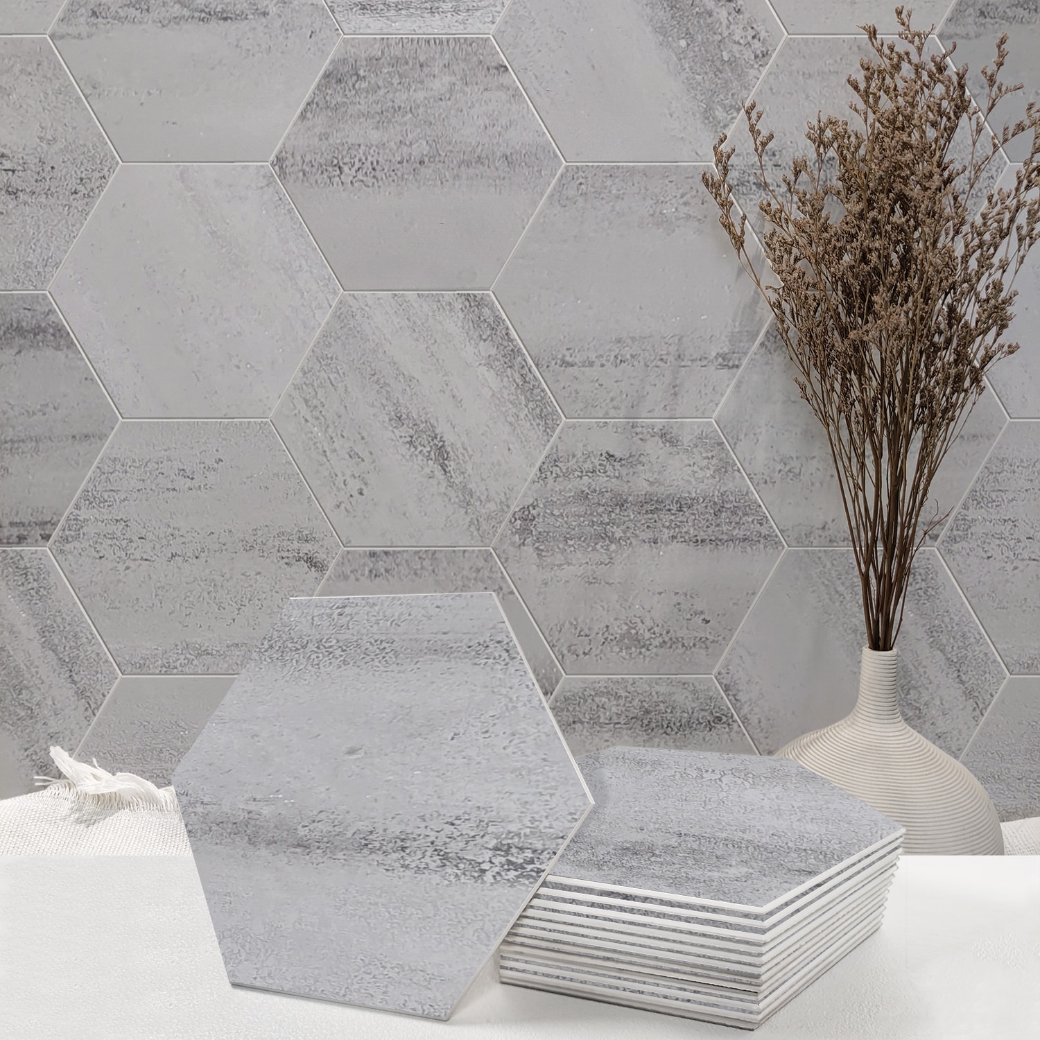Bex Peel and Stick Stone-Look Hexagon Backsplash Wall Tiles (6.5 Sq Ft/30  pcs box) - On Sale - Bed Bath & Beyond - 37623635