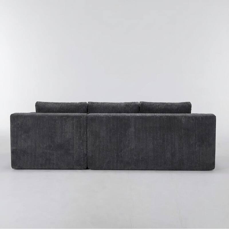 Corduroy L-Shaped Modular Sofa, Luxury Foam-Filled Floor Couch