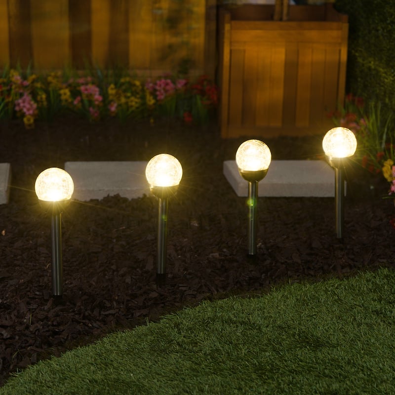 Alpine Corporation Solar Glass Ball Stake Color Change Warm White LED