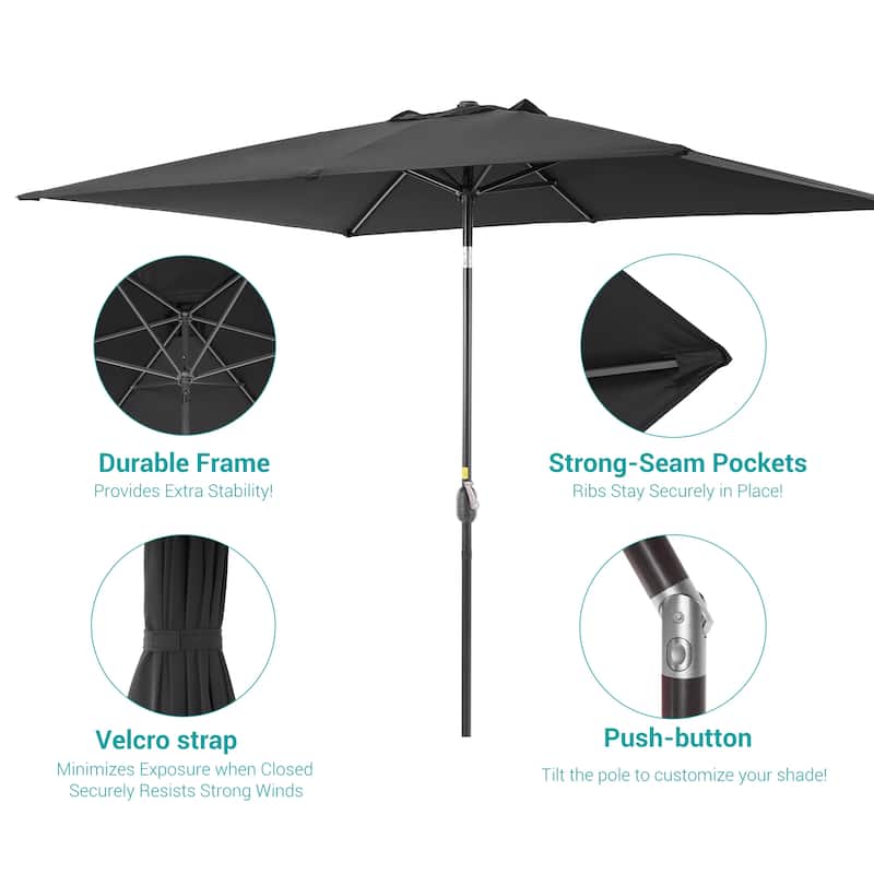 BONOSUKI 6x9FT Patio Market Umbrellas Table Umbrella with Tilt Button