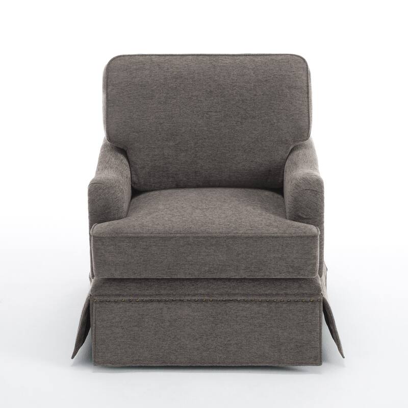 Modern Chenille Swivel Armchair Storage Ottoman