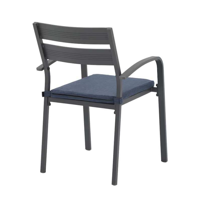 Outdoor Stackable Aluminum Dining Chair with Cushion (Set of 4)
