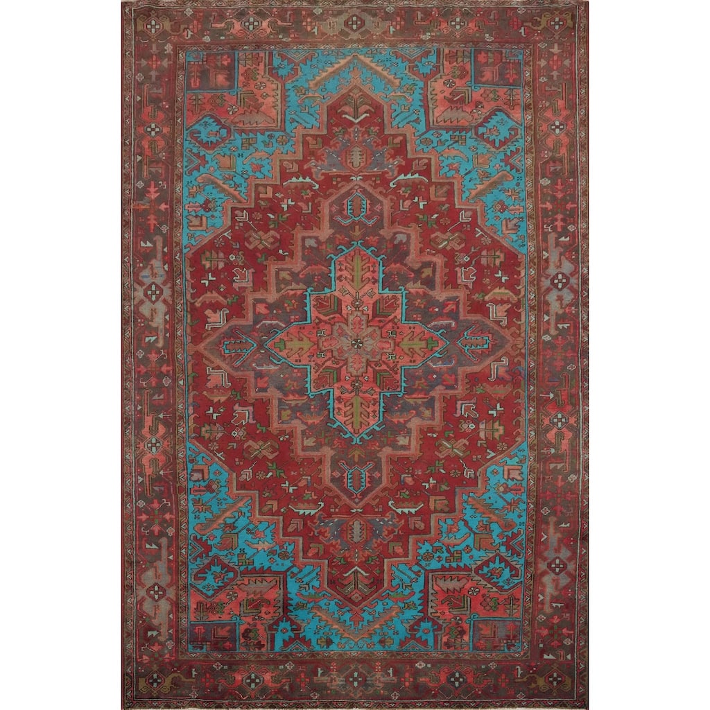 Hand Knotted Oriental 100% Wool Carpet Traditional Medallion Red Heriz Area Rug - 11' 4'' X 8' 1''