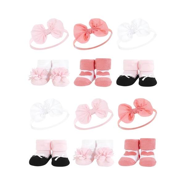 slide 1 of 1, Hudson Baby Infant Girl 12Pc Headband and Socks Giftset, Blush White, One Size - Blush White Blush White - One Size