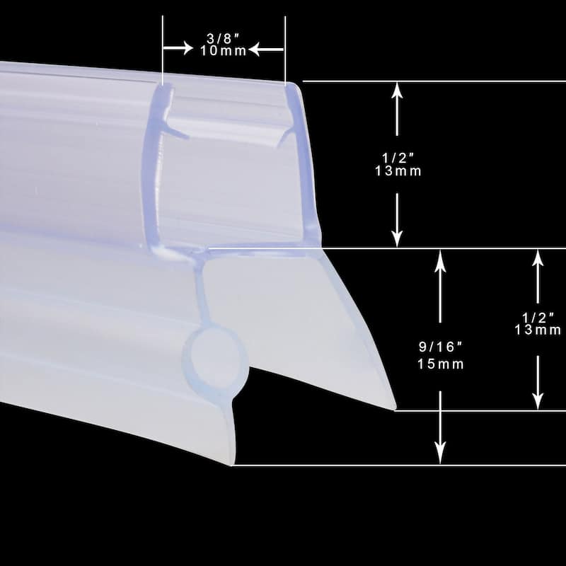 Elegant Frameless Shower Door Bottom Seal for Glass Doors of Various Sizes(Two-Pack)