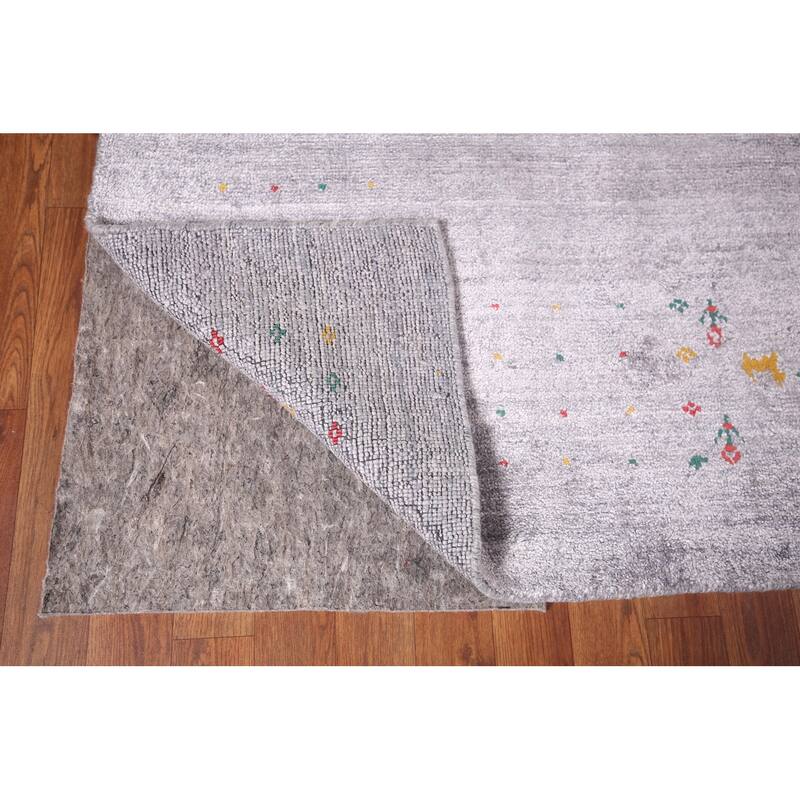 Tribal Gabbeh Indian Square Area Rug Silk Carpet - 7'9" X 8'2"