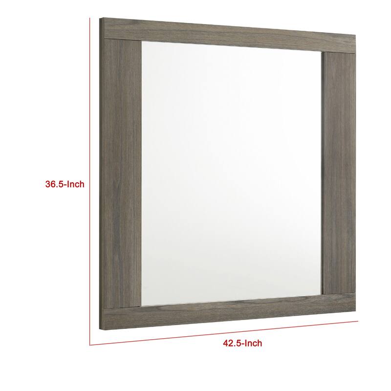 Fene Rectangular Dresser Mirror, Flat Glass, 38 Inch Gray Oak Melamine - Gray Oak