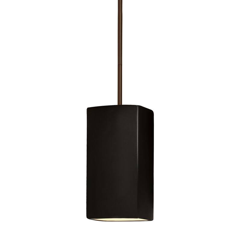 Justice Design Group Rectangle Pendant - Rigid Stem - Dark Bronze/Carbon Matte Black