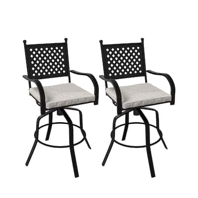 Outdoor Patio Beige Aluminum Swivel Bar Stools (Set of 2)