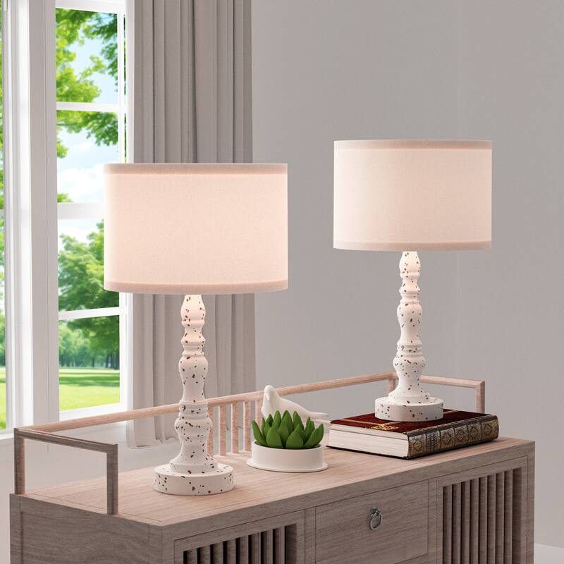 Desk Nightstand Table Lamps Set of 2 - White-2Pack