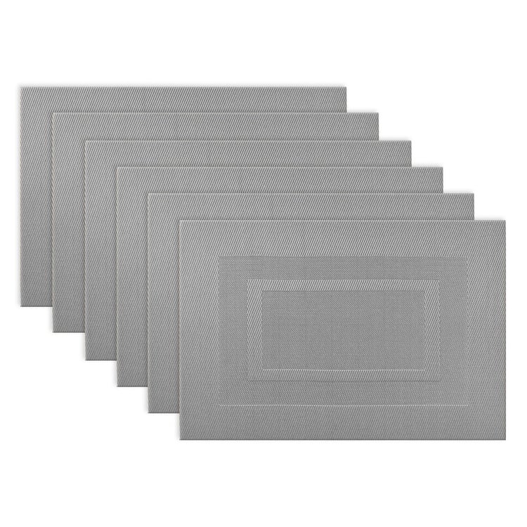 Design Imports Silver Doubleframe Kitchen Placemat Set (Set of 6) - Rectangle - Bordered Silver