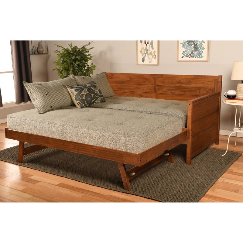 Somette Marisa Daybed with Pop Up Trundle in Weathered Brown with Mattresses - Canton Gray