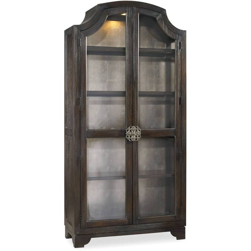 Hooker Furniture 44 Inch Wide Oak Wood Display Cabinet from the - Distressed Ebony with Silver