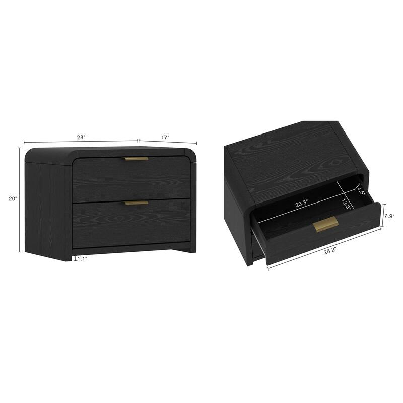 Manhattan Comfort Grace Modern Nightstand with 4 Drawers Set of 2