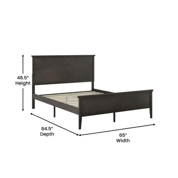 dimension image slide 3 of 4, Solid Wood Platform Bed Frame with Headboard and Footboard