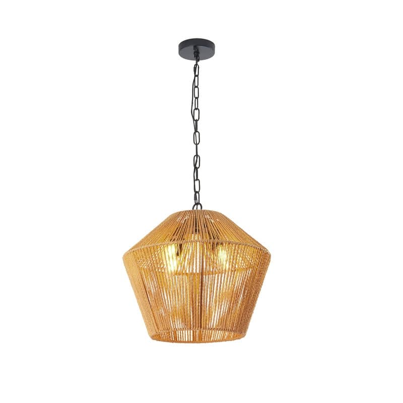 17" Handwoven Boho Pendant Light – Adjustable Natural Hemp Rope Fixture for Kitchens, Dining & Bedrooms (Bulb Not Included)‌