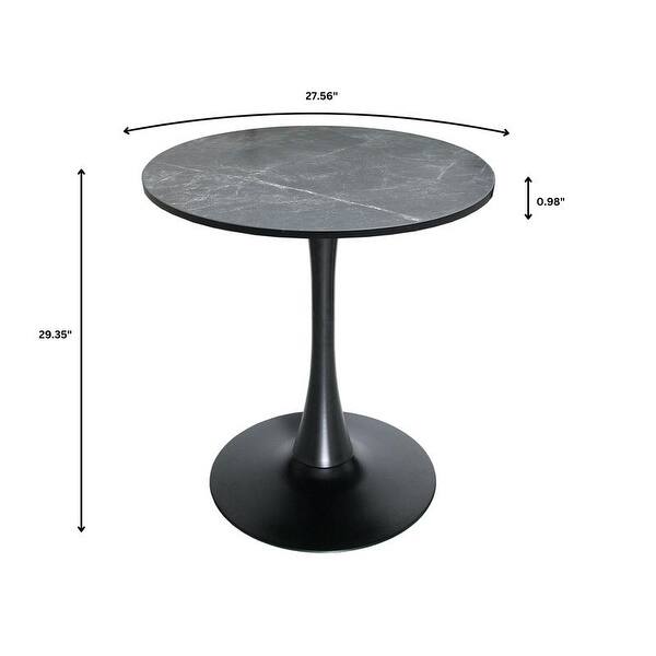 dimension image slide 0 of 4, Bristol 27" Round Dining Table for 4 with Solid Wood Tabletop in Sleek Black Pedestal Base for Kitchen & Dining Room - 27.56"