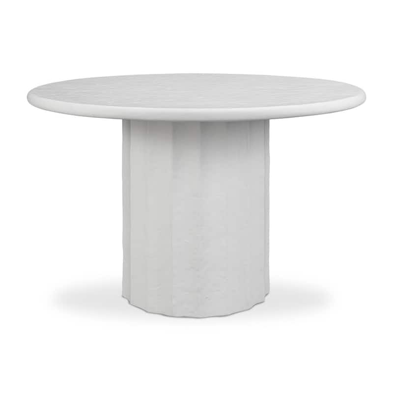 Poly & Bark Kavala 46" Hand Crafted Reinforced Cement Round Dining Table - Ivory Concrete