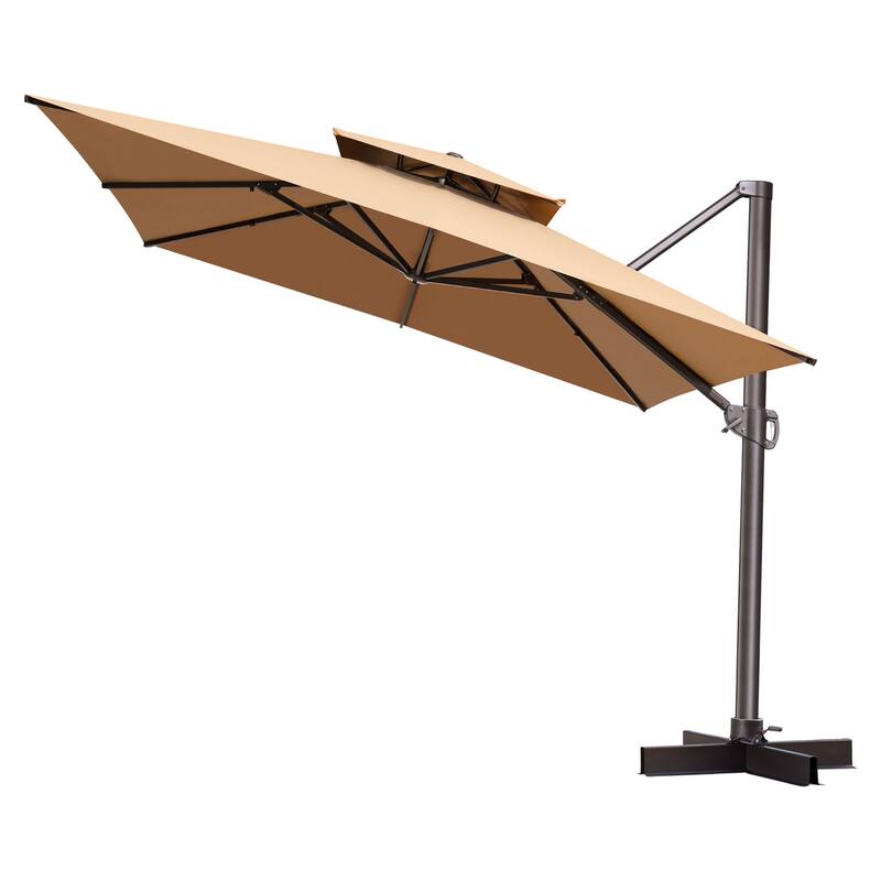 VredHom 11 Ft Patio Cantilever Offset Umbrella with Double Top