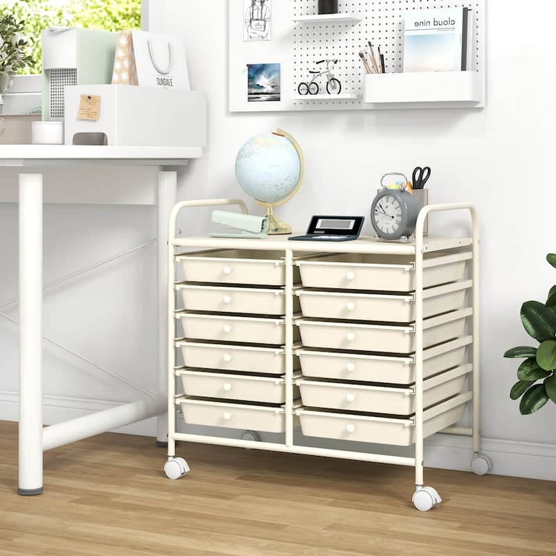 Costway 12 Drawers Rolling Cart Storage Scrapbook Paper Studio - See Details