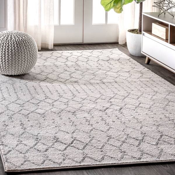 Shop Jonathan Y Moroccan Hype Boho Vintage Diamond Cream Gray 4 Ft