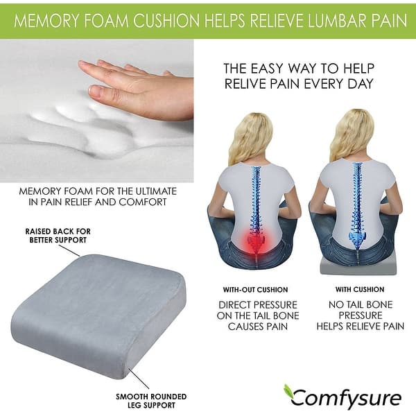 COMFYSURE Seat Cushion Extra Large - Firm Memory Foam Chair Pad for  Recliner, Office Chair, Driving Car, Floor Seating, Patio Furniture,  Wheelchair