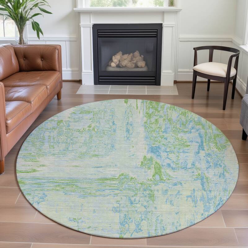 Premium Washable Super Soft Contemporary Ombre Mayfield Rug - Mint - 8' x 8'