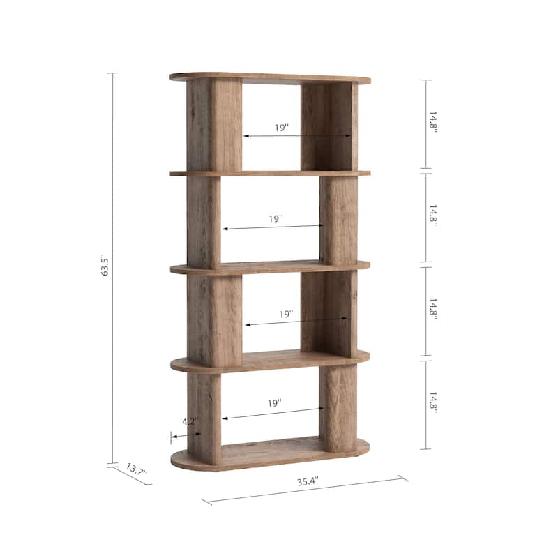 Studio London Low and Tall Oak Wood Effect Bookcase with Compact 2-Shelf Design