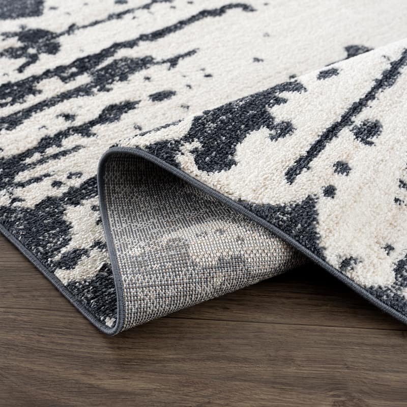 Abani Rugs Nuevo NUE130A Cream and Black Ink Splatter Area Rug
