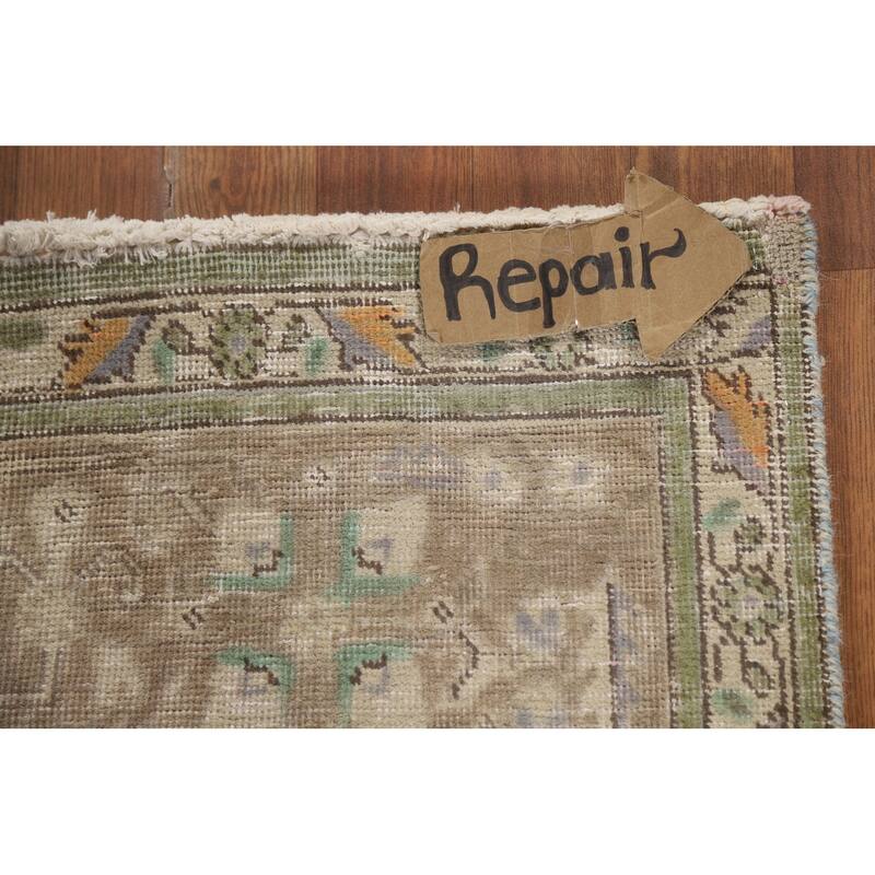Geometric Blue Tabriz Persian Area Rug Handmade Blue Wool Carpet - 6'7"x 9'8"