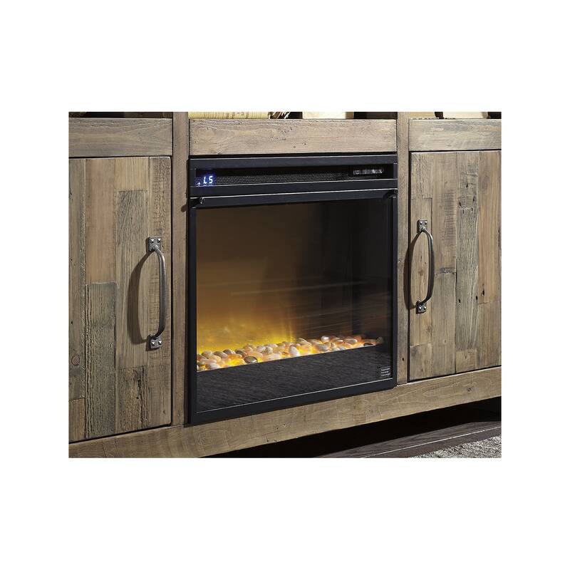 Entertainment Accessories Contemporary Fireplace Insert Glass/Stone Black