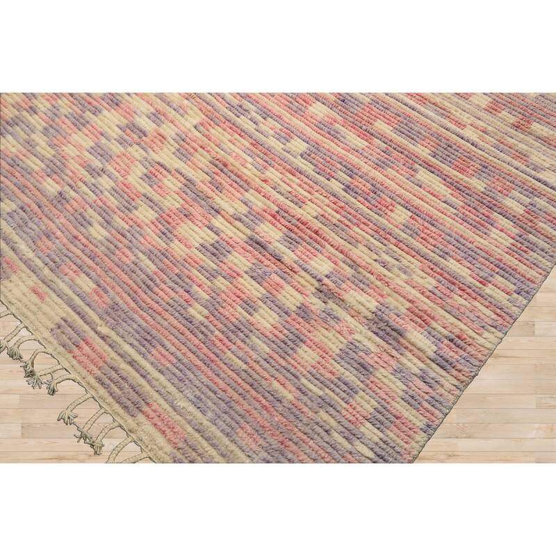 8x10 Tibetano Hand Knotted Wool Ivory Modern & Contemporary Boho Rug - 8' x 10'