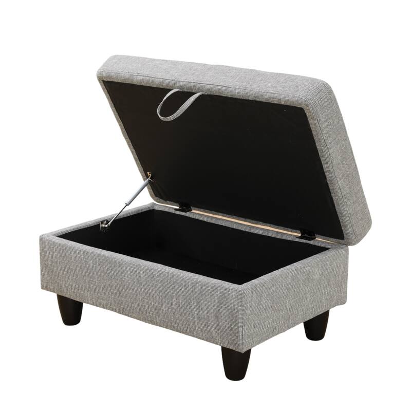 KISRAIS 34" Wide Upholstered Storage Ottoman
