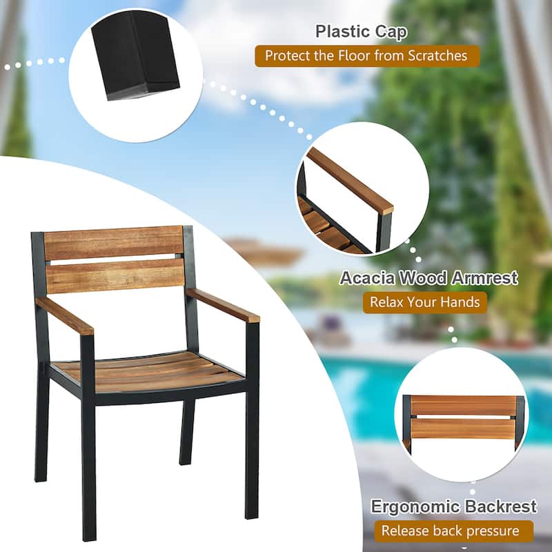 7PCS Outdoor Dining Set Patio Dining Furniture Set with Umbrella Hole