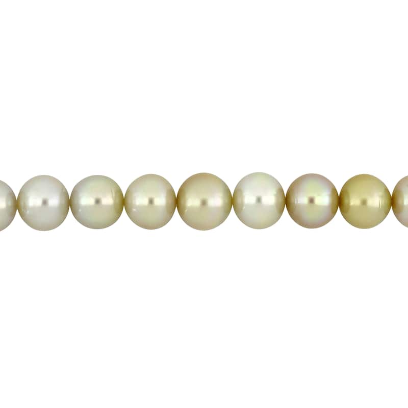 Miadora 14-16.5mm Cutlured Golden South Sea Pearl Graduated Diamond Accent Necklace in 18k Yellow Gold