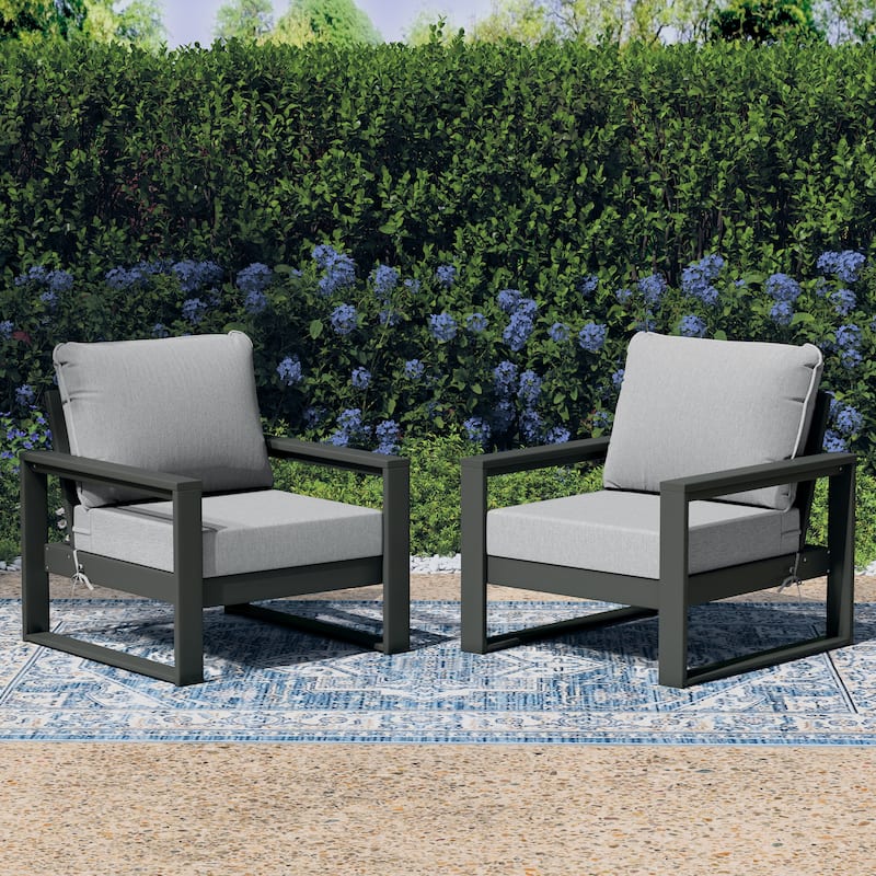 Polytrends Endless Patio Deep Seating Club Chair with Gray Frame (Set of 2)