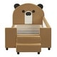 preview thumbnail 3 of 13, Twin Brown Upholstered Bed Daybed Frame with Bear Shaped Headboard, Hydraulic System & Breathable Mesh Fence for Boys Girls
