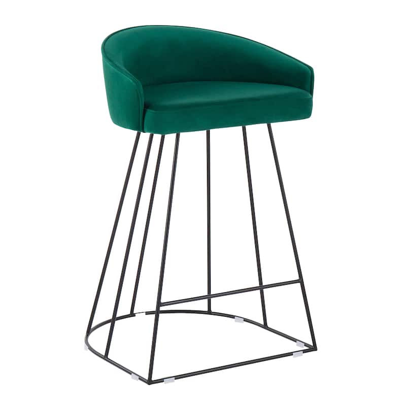 Silver Orchid Haid Velvet Upholstered Counter Stool (Set of 2)