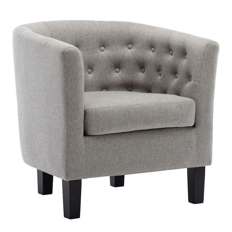Corvus Oxonia Tufted Fabric Upholstered Club Chair - Light Grey