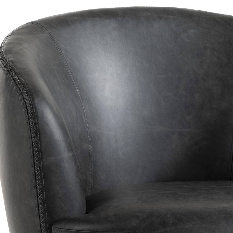 32" Wide PU Leather Swivel Barrel Chair with Metal Base