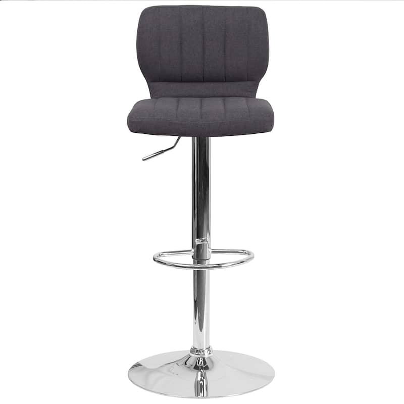 Contemporary Chrome Adjustable Bar Stool - 16.5"W x 19"D x 34.5" - 43"H
