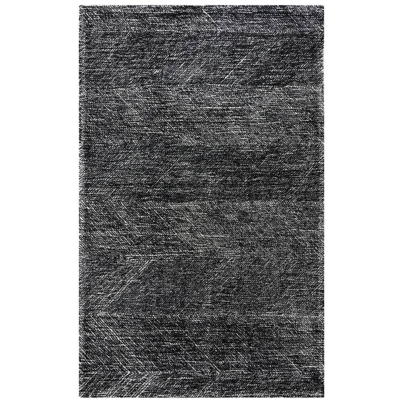 Alora Decor Trace Black and Ivory Geometric Hand-tufted Wool Rug - 5' x 7'6" - Black