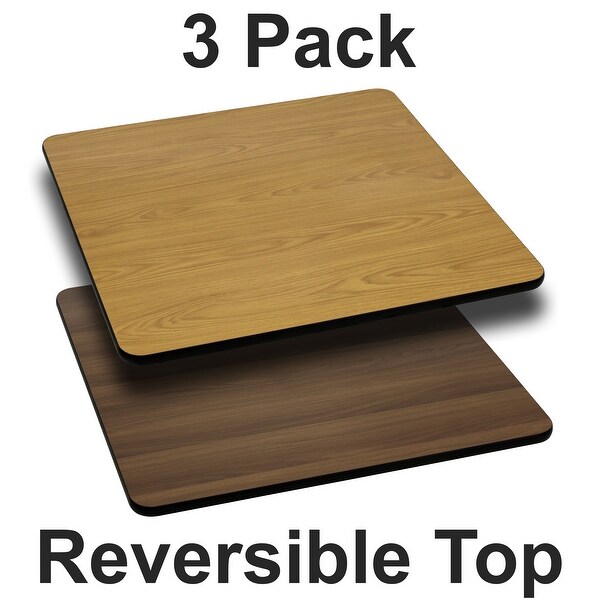 3PK 24" Square Table Top with Natural or Walnut Reversible Laminate Top. Opens flyout.