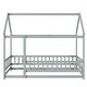 preview thumbnail 108 of 127, Wood Toddler House Bed with Roof Frame and Safety Guardrails Montessori Floor Bed without Slats No Door Houseshaped Platform Bed