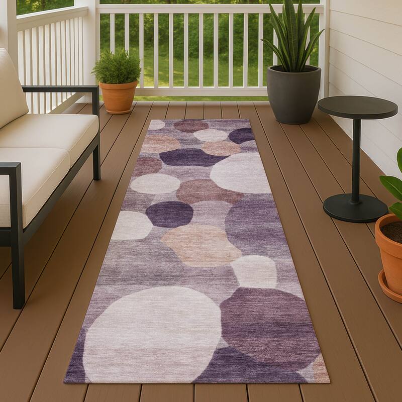 Machine Washable Indoor/ Outdoor Modern Circy Chantille Rug - Plum - 2'3" x 7'6"