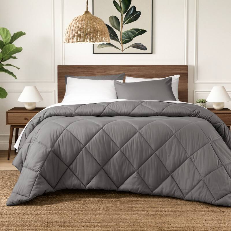 Ivy Union Microfiber Comforter Set - Oversized Queen - Grey - Diamond
