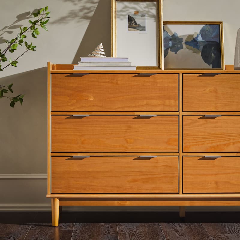 Middlebrook Designs Modern Minimalist Solid Wood 6-Drawer Dresser - Caramel