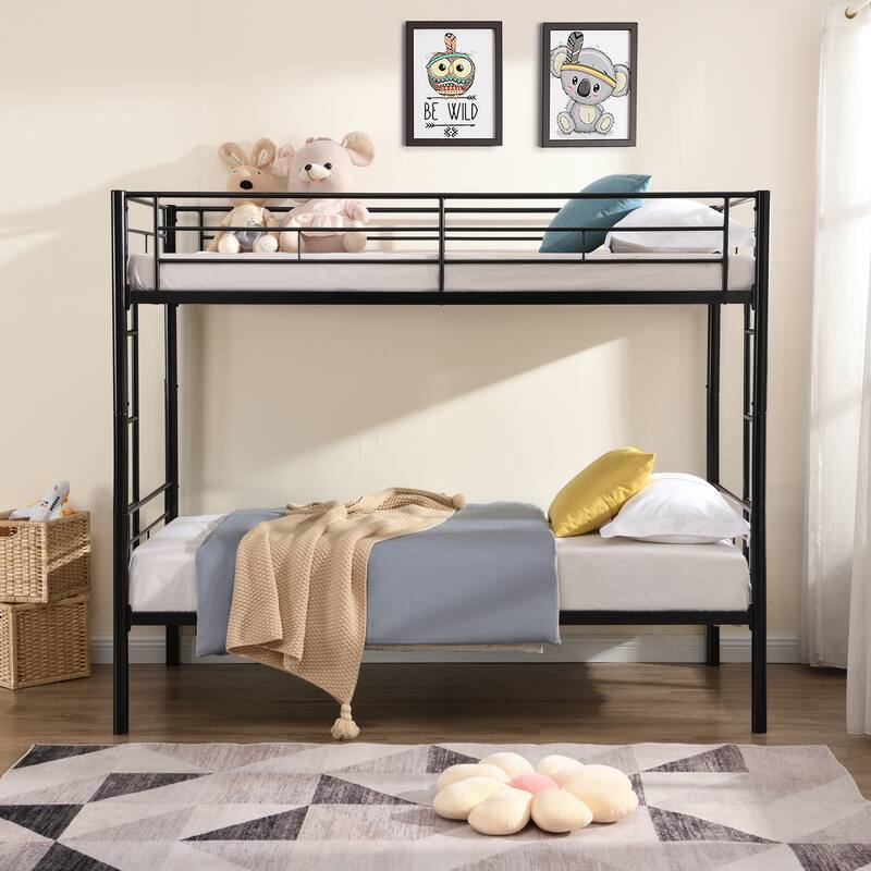Modern Metal Bunk Bed with Sturdy Steel Frame, Easy Assembly, No Box Spring Needed, 250/350 LBS Weight Limit