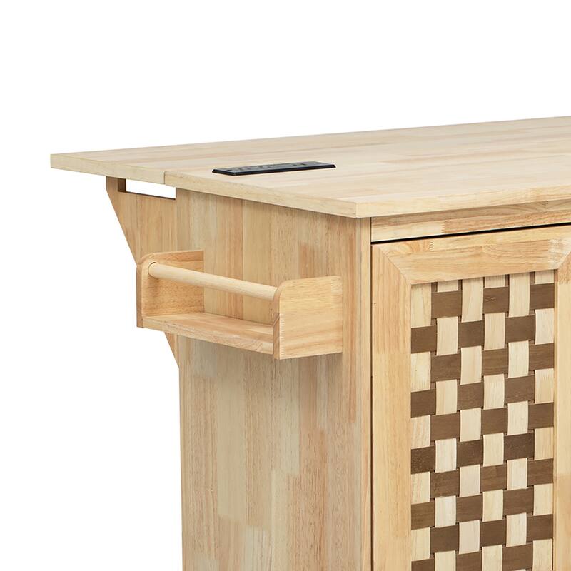 Kitchen Island with Drop Leaf, 3 Drawers and 2 Cabinets